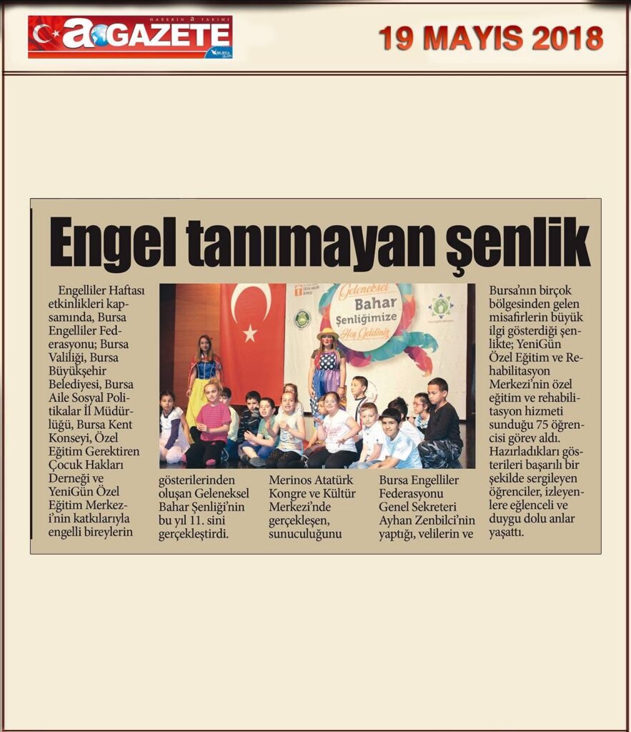 C-A Gazete gazetesi, 19 Mayıs 2018 — Engel tanımayan şenlik